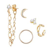 Zinc Alloy Stud Earring Set, Stud Earring, plated, 5 pieces & fashion jewelry & with rhinestone, nickel, lead & cadmium free 