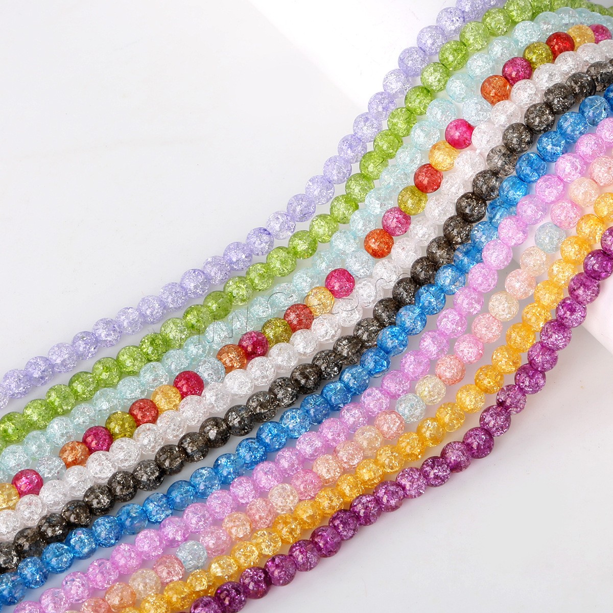 Mixed Crystal Beads, Round, DIY & different size for choice & crackle, more colors for choice, Hole:Approx 1mm, Sold By Bag