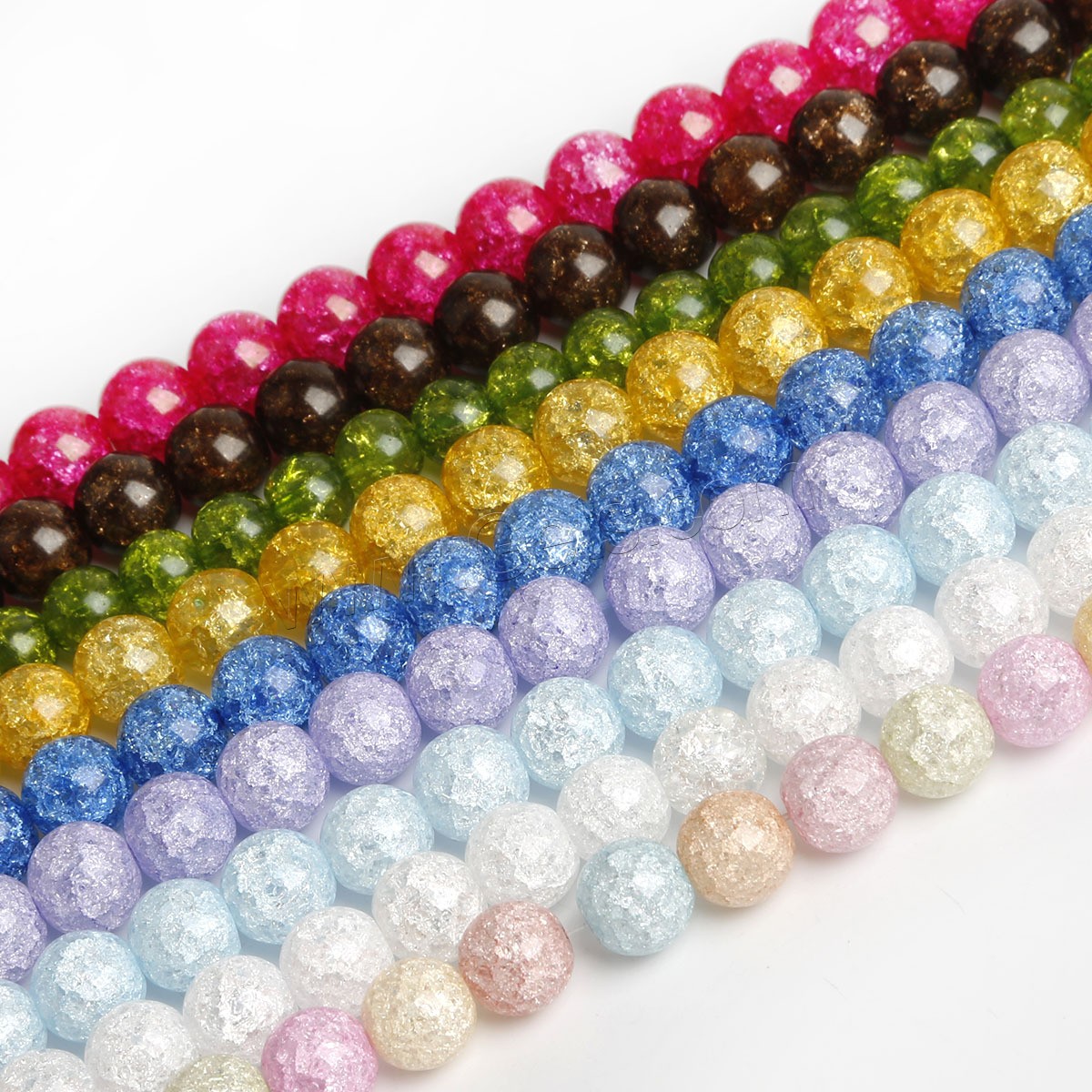 Mixed Crystal Beads, Round, DIY & different size for choice & crackle, more colors for choice, Hole:Approx 1mm, Sold By Bag