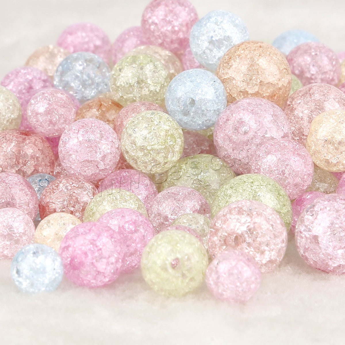 Gemischte Kristall Perlen, rund, DIY & verschiedene Größen vorhanden & Knistern, mehrere Farben vorhanden, Bohrung:ca. 1mm, verkauft von Tasche