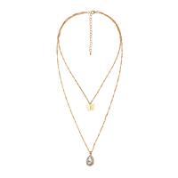 Fashion Multi Layer Necklace, Zinc Alloy, with 2.76 inch extender chain, plated, for woman & with rhinestone & multi-strand .83 Inch 