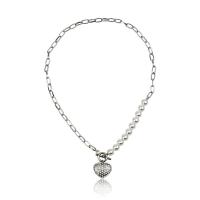 Zinc Alloy Necklace, with Plastic Pearl, platinum color plated, for woman & with rhinestone, metallic color plated Approx 21.65 Inch 