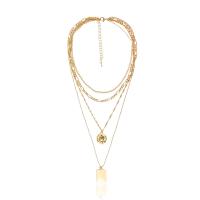 Fashion Multi Layer Necklace, Zinc Alloy, with 2.76 inch extender chain, Square, KC gold color plated metallic color plated Approx 20.47 Inch 