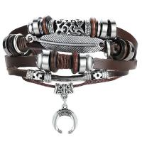 PU Leather Cord Bracelets, with Zinc Alloy, vintage & fashion jewelry 