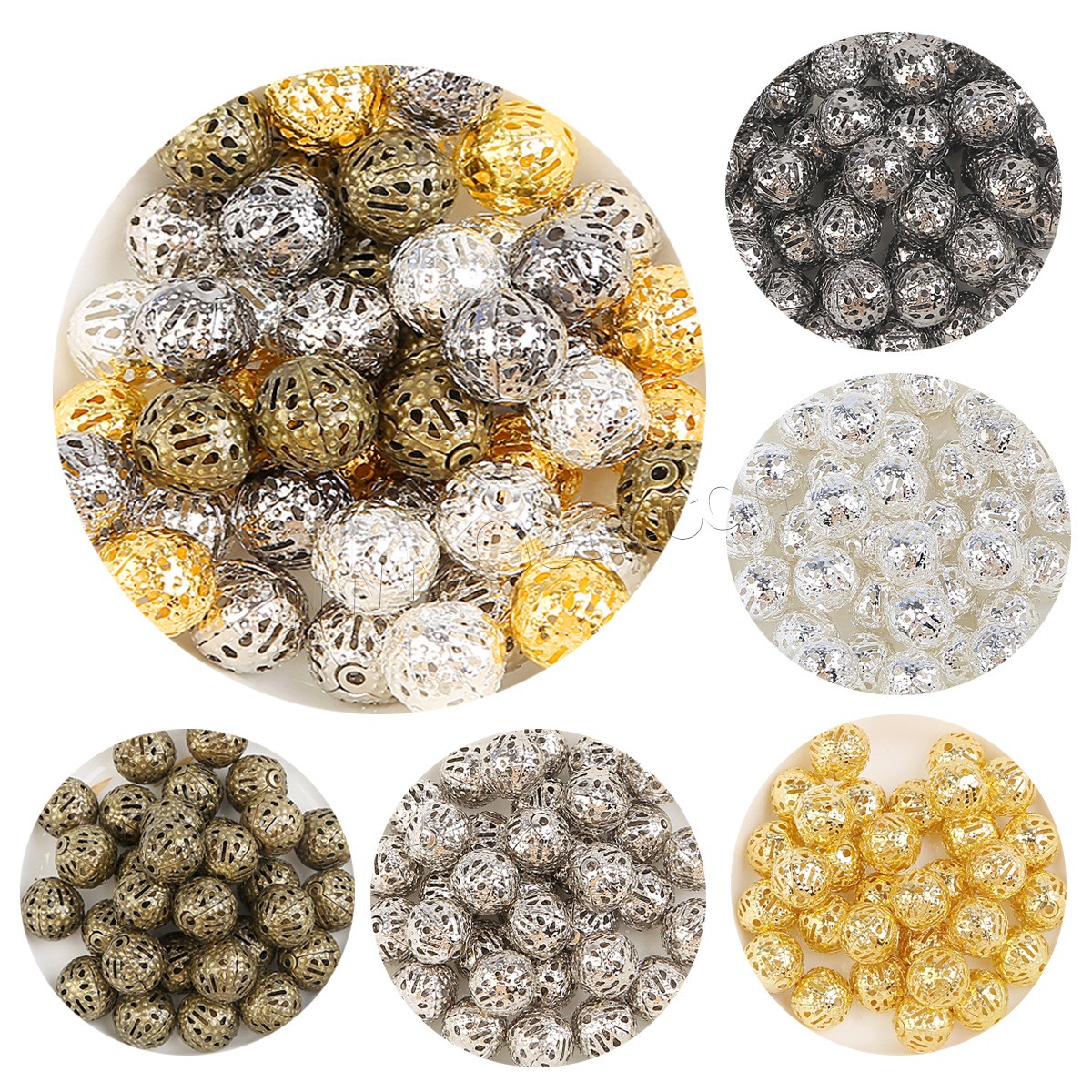 Iron Hollow Beads, Round, plated, DIY & different size for choice, more colors for choice, Sold By Bag