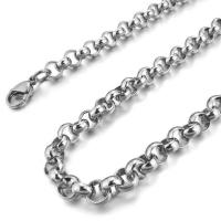 Stainless Steel Chain Necklace & rolo chain, original color Approx 19.7 Inch 