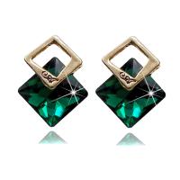 Zinc Alloy Stud Earring, with Crystal, gold color plated, for woman 