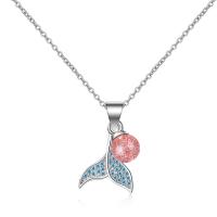 Cubic Zircon Micro Pave Brass Necklace, with Strawberry Quartz, with 1.4inch extender chain, platinum plated, rolo chain & micro pave cubic zirconia & for woman, 21mm Approx 15.7 Inch 