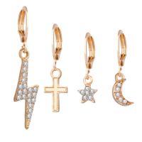 Zinc Alloy Earring Set, earring, plated, 4 pieces & fashion jewelry & with rhinestone, nickel, lead & cadmium free 
