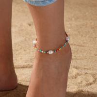 Zinc Alloy Anklet, Seedbead, with Plastic Pearl, vintage & fashion jewelry, nickel, lead & cadmium free 