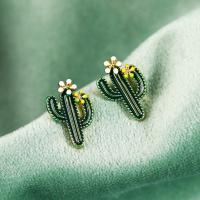 Zinc Alloy Stud Earring, Opuntia Stricta, plated, fashion jewelry & for woman, nickel, lead & cadmium free 