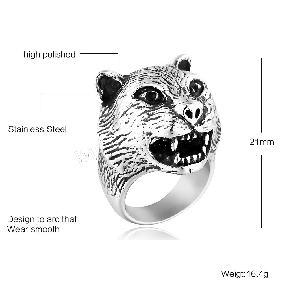 Other Ring for Men, Stainless Steel, Leopard, polished, different size for choice, more colors for choice, Sold By PC