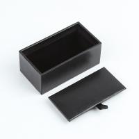 Leatherette Paper Cufflinks Gift Box, with Velveteen, Square, black 