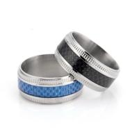 Other Ring for Men, Titanium Steel, with Carbon Fibre, polished 