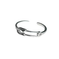 Brass Finger Ring, Safety Pin, platinum plated, adjustable & for woman, 4.5mm, US Ring .5 