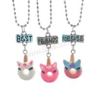 Resin Zinc Alloy Necklace, with Resin, Unicorn, platinum color plated, three pieces & for children & ball chain & with letter pattern, nickel free Approx 17.7 Inch 