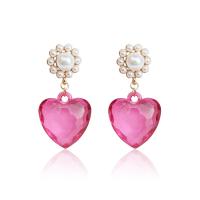 Plastic Pearl Zinc Alloy Earring, with Resin & Plastic Pearl, Heart, plated, fashion jewelry & for woman 