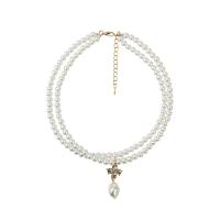 Fashion Choker Necklace, Plastic Pearl, with Zinc Alloy, with 2.76 inch extender chain, plated, for woman & with rhinestone & multi-strand Approx 12.99 Inch 