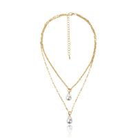 Mode-Multi-Layer-Halskette, Zinklegierung, mit Kunststoff Perlen, mit Verlängerungskettchen von 2.76 inch, plattiert, für Frau & Multi-Strang, keine, Länge:ca. 16.14 ZollInch, verkauft von Strang