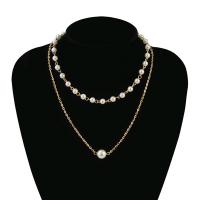 Fashion Multi Layer Necklace, Zinc Alloy, with Plastic Pearl, with 2.76 inch extender chain, plated & for woman & multi-strand 