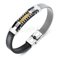 Men Bracelet, PU Leather, with Stainless Steel, fashion jewelry & for man 