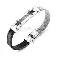PU Leather Cord Bracelets, with Stainless Steel, fashion jewelry & for man 