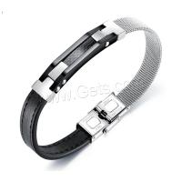 Men Bracelet, PU Leather, with Stainless Steel, fashion jewelry & for man 