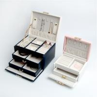 Multifunctional Jewelry Box, PU Leather, with Velveteen & with ribbon bowknot decoration 