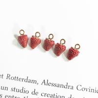 Zinc Alloy Enamel Pendants, Strawberry, gold color plated, DIY, red 