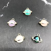 Resin Zinc Alloy Pendants, with Resin, Globe, gold color plated, DIY 