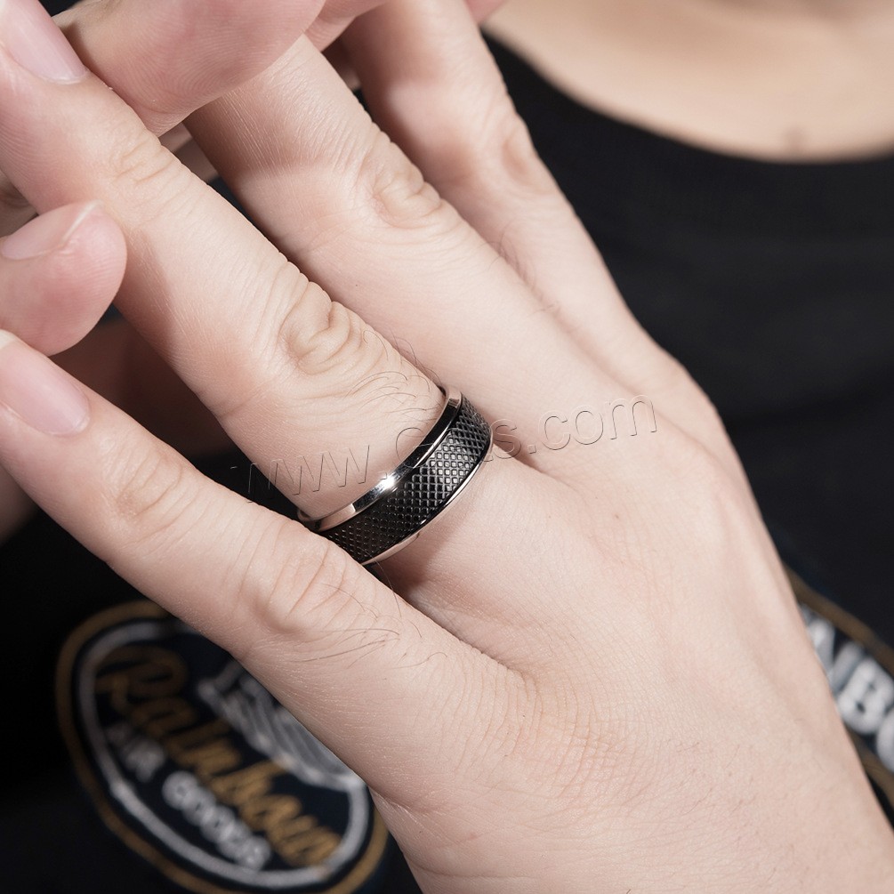 Edelstahl Fingerring, plattiert, unisex & verschiedene Größen vorhanden, schwarz, verkauft von PC
