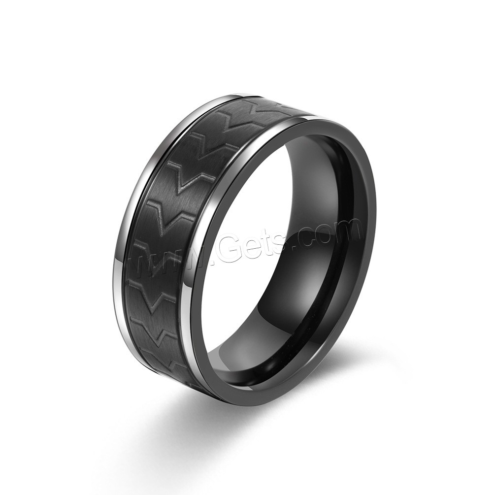 Stainless Steel Finger Ring, plated, different size for choice & for man, black, Sold By PC