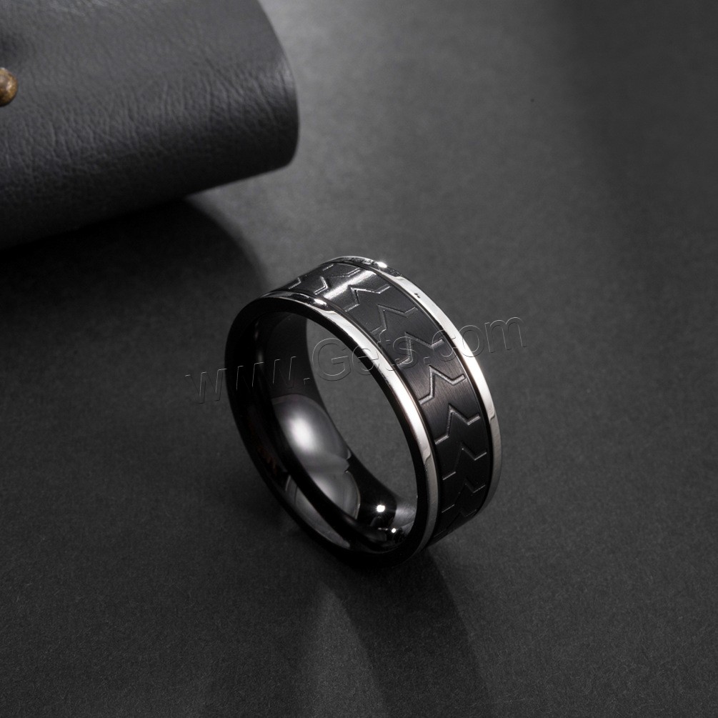 Stainless Steel Finger Ring, plated, different size for choice & for man, black, Sold By PC