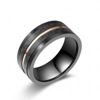 Men Stainless Steel Ring in Bulk, with Carbon Fibre, plated & for man, black 