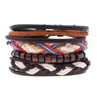 Faux Leather Bracelet Set, bracelet, with Wax Cord, vintage & 4 pieces, 60mm 