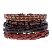 Faux cuir Set de bracelet, Bracelet, avec corde de cire, Vintage & 4 pièces, 60mm, Vendu par fixé