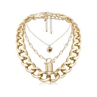 Multi слой ожерелье, Железо, ювелирные изделия моды & Женский & со стразами, золотой, продается Strand