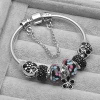 Zinc Alloy European Bracelets, with Rhinestone Clay Pave & Lampwork, silver color plated & snake chain & for woman & enamel & with rhinestone 