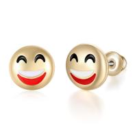 Enamel Zinc Alloy Stud Earring, emotion, gold color plated & for woman 