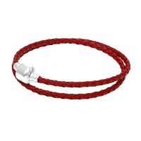 Cowhide Bracelets, Faux Leather, silver color plated, Double Layer & DIY & for woman 3mm 