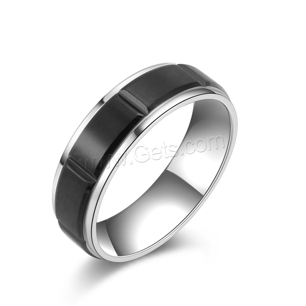 Men Stainless Steel Ring in Bulk, Donut, plated, polished & different size for choice & for man, black, 8x2.3mm, Sold By PC