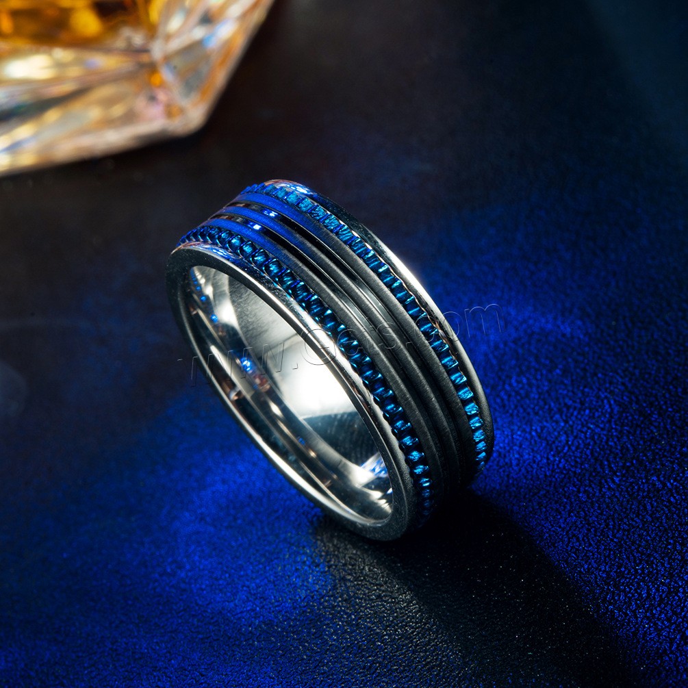 Fingerring Edelstahl-Mann, 316 L Edelstahl, Kreisring, plattiert, verschiedene Größen vorhanden & für den Menschen, blau, 8x2.3mm, verkauft von PC