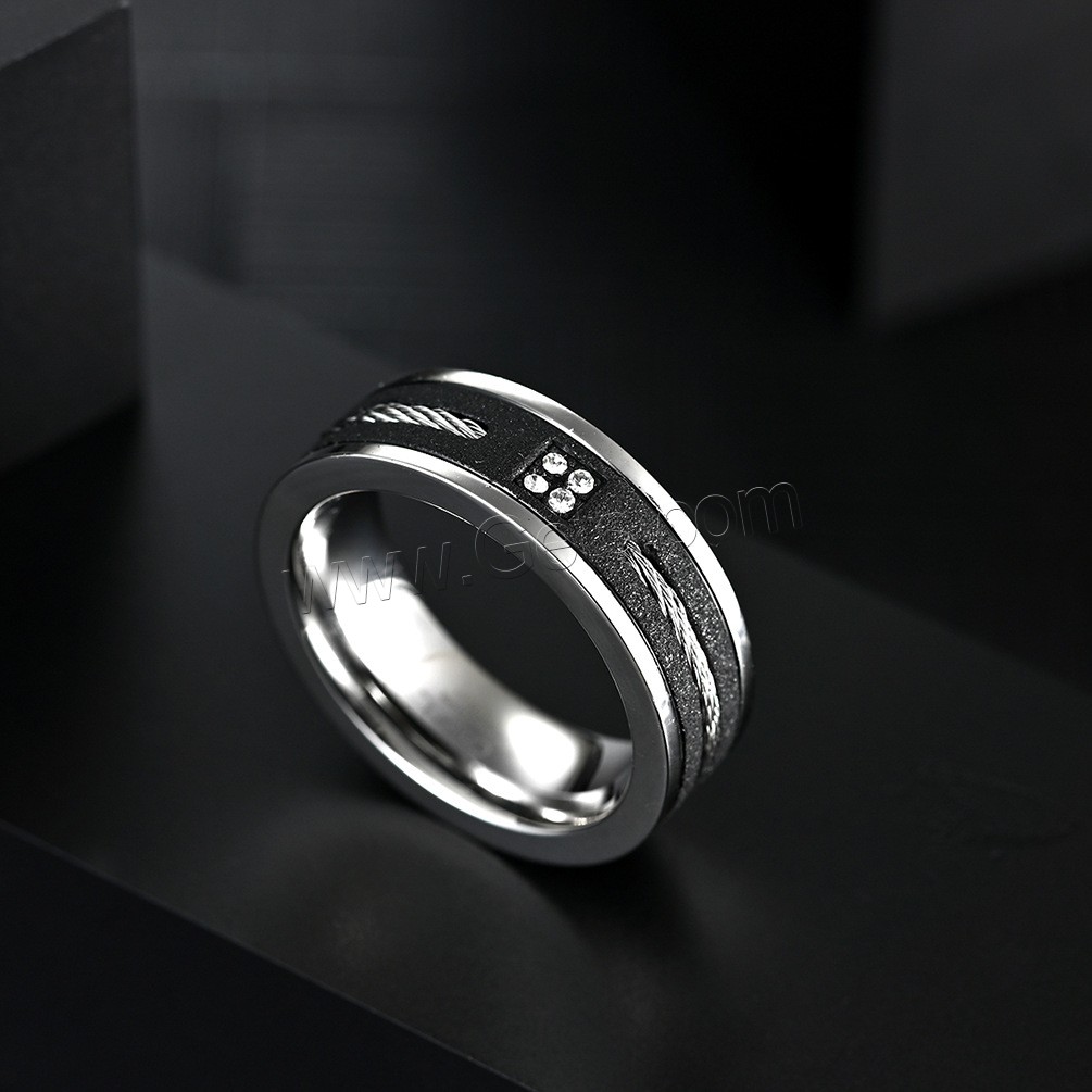Men Stainless Steel Ring in Bulk, with Carborundum, Donut, plated, different size for choice & for man, black, 8x2.3mm, Sold By PC