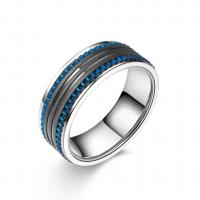 Men Stainless Steel Ring in Bulk, 316L Stainless Steel, Donut, plated & for man, blue 