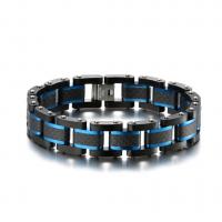 Stainless Steel Chain Bracelets, with Carbon Fibre, plated, for man 15mm Approx 8.5 Inch 