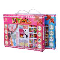 Kinder-DIY Saiten-Perlen-Set, Polyester, Niedlich, gemischte Farben, 350x280x45mm, 2BoxenFeld/Menge, verkauft von Menge