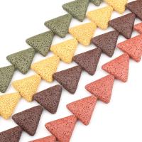 Multicolor Lava Perlen, Dreieck, keine, frei von Nickel, Blei & Kadmium, 29x29mm, 14PCs/Strang, verkauft von Strang