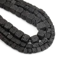 Natürliche Lava Perlen, schwarz, frei von Nickel, Blei & Kadmium, 6mm, 63PCs/Strang, verkauft von Strang