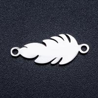 Stainless Steel Charm Connector, Feather, plated, DIY 