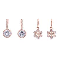Cubic Zirconia Micro Pave Brass Earring, rose gold color plated & micro pave cubic zirconia & for woman 